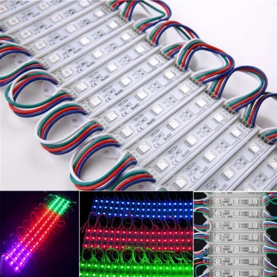 20 MODULI 3 LUCI LED 5050 5630 COLORI RGB PER INSEGNE LUMINOSE CASA ADESIVE 12V  - Immagine 1 di 2