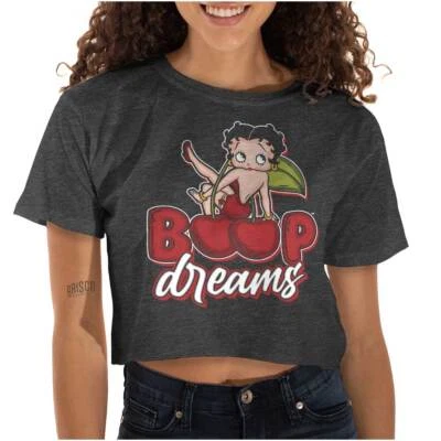 Camiseta corta Betty Boop Cherry Dreams vintage de dibujos animados para mujer borde crudo Foto 1 de 4