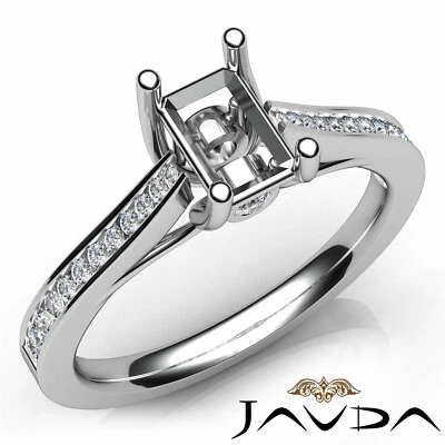 Trellis Channel Set Certified Emerald Diamond Engagement Semi Mount Ring 0.30Ctw - Image 1 of 4