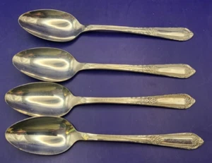 4 International COTILLION 1937 Wm Rogers Silverplate Teaspoons 6" Flatware - Picture 1 of 4