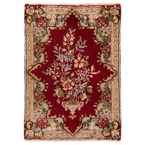 Kerman 74x53 cm Handgeknüpfter Perserteppich Kirman Orient Carpet Rug Rot - Bild 1 von 6