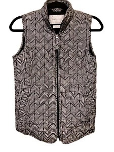 Van Heusen Black/White Quilted Pocketed Full Zip Polyester Lined Vest sz XS - Picture 1 of 5