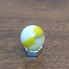 Vintage Peltier Glass Rainbo Marble White And Yellow Markings #7