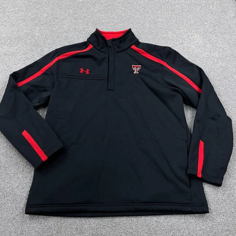 Texas Tech Red Raiders Sweatshirt Men XL Black Pullover Quarter Zip Sweater UA Cover