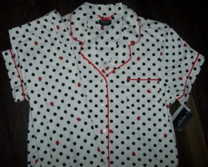 NWT Kate Spade White/Black Dot RED LADYBUGS Soft Knit Cropped Pajama Set M CUTE - Picture 1 of 6