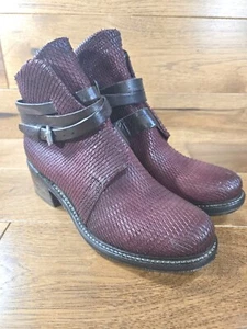 AS 98 kastanienbraun burgundisch strukturierte Damen-Stiefeletten GRÖSSE 39 US 8,5-9 *NEUWERTIG* - Bild 1 von 12
