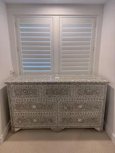 Indian Chest of Drawers with Mother of Pearl Inlay Luxury Handmade - Picture 1 of 9