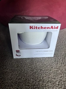 KitchenAid Brot Keramik Schüssel 2 Griffe KSM2CB5 Creme gesprenkelt Neu Neigkopf - Bild 1 von 8
