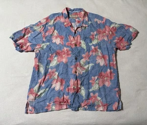 Tommy Bahama Mens XL 100% Linen Button Up Hawaiian Shirt Loop Collar - Picture 1 of 6
