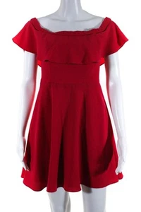 Black Halo Womens Back Zip Layered Off Shoulder Shift Dress Pink Size 4 - Picture 1 of 6
