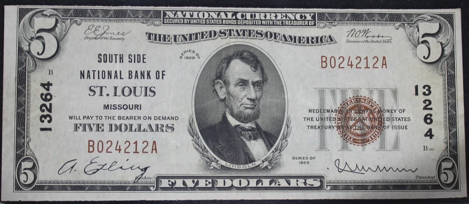 1929 VF35PPQ Fr. 1800-1 National Note 5$, Type 1, PCGS, B024212A - Image 1 of 4