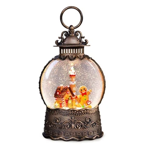 Christmas Snow Globes Lantern, Gingerbread Man Musical Snow Globes with Swirl... - Foto 1 di 9