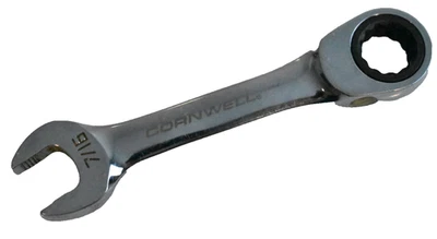 Cornwell Tools 7/16" SAE Stubby Ratcheting Combination Wrench 12 Point Chrome - Image 1 of 4