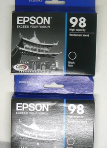 Lot of 2 Sealed Genuine Epson 98 High-Capacity Black Ink Cartridges (T098120) - Bild 1 von 3