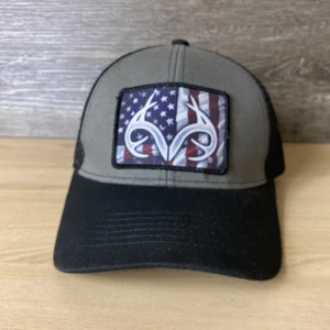 Realtree Hat Cap Snap Back Trucker Mesh Patch American Flag Antlers Mens Hunting - Picture 1 of 10
