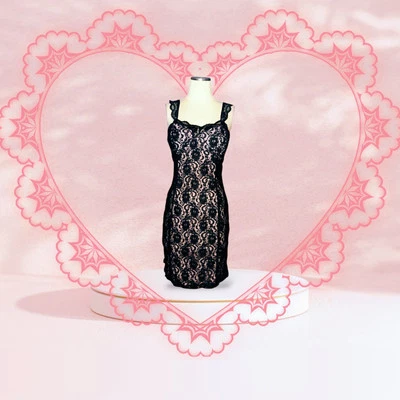 FREDERICK'S OF HOLLYWOOD Sexy Negro ENCAJE Rosa Vestido Sin Mangas Camisón Lencería Talla 16 Foto 1 de 4