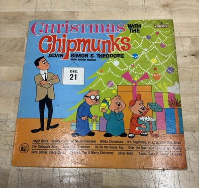 Vintage 1962 Christmas with the Chipmunks LP Vinyl Record Album Alvin Simon Theo - Image 1 of 4