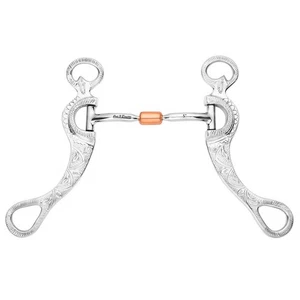 JK BAR H EQUINE Aluminium gravierter Schaft Kupfer Roller Curb Bit - Bild 1 von 1