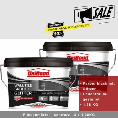 Henkel Wandfliesen Fugenmörtel - schwarz/glitzer - alle Materialien - 2 x 1,38kg - Bild 1 von 4