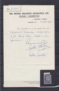 FALKLAND ISLANDS 1915, SG# 46b, CV £130, 2½p deep blue, KEVII, certificate, Used - Picture 1 of 3