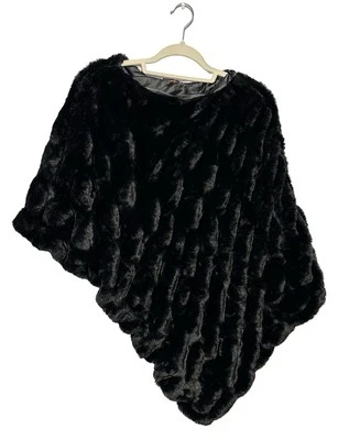 Poncho asimétrico La Fiorentina negro de piel sintética (JL20FFF2068) talla única - nuevo con etiquetas $199 Foto 1 de 4