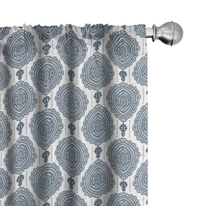 Damask Curtains 2 Panel Set, Abstract Medallion Arrangement of Vintage Motifs... - Picture 1 of 6