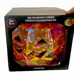 Halloween Prismático Iridiscente 10 Pulgadas Calabaza Luz LED Decoración - Imagen 1 de 9