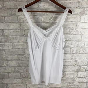 Shadowline White Nylon Lace Trimmed Lingerie Cami Camisole Top Size 40 Elegant - Picture 1 of 11