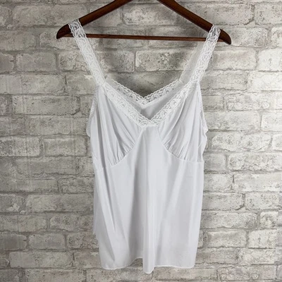 Shadowline White Nylon Lace Trimmed Lingerie Cami Camisole Top Size 40 Elegant - Image 1 of 4