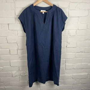The White Company dunkelblaues Tunika-Kleid Leinen Damen UK Größe 14 knielang - Bild 1 von 5