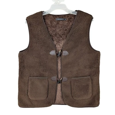 Chaleco de lona Sherpa marrón polar palanca mujer bolsillos L cálido acogedor Foto 1 de 4