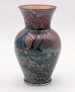 VTG 2000 Robert C Nisley Hand Blown Reverse Painted Glass Vase Signed #1149- 7" - Picture 1 of 11