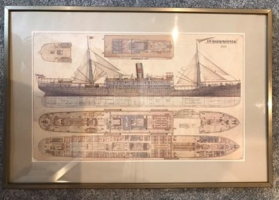 Maritimer alter Druck  vom Fahrgast-Schiff „ BÜRGERMEISTER „ Nr.210, - Bild 1 von 4