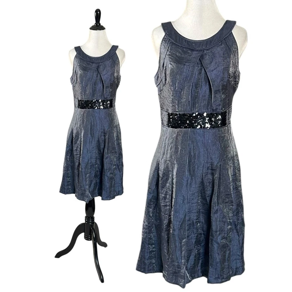 Vera Wang Lavender Label Iridescent Sequined Fit & Flare Cocktail Dress Size 4 - Image 1 of 4