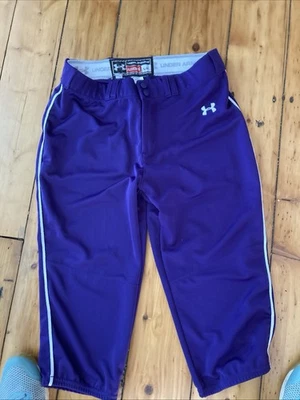 Under Armour Youth Boys Authentic Baseball Pants large Purple and Belt - Image 1 of 4