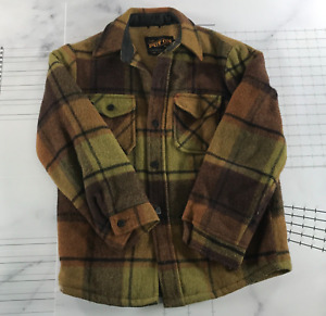 Vintage Sears Roebuck Coat Mens Small 16 33 Brown Green Plaid Swacket Fur Lined