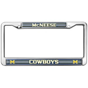 McNeese State Cowboys Logo Full Size Standard License Plate Metal Frame - Imagen 1 de 7