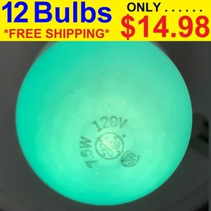 💥NEW💥12 PACK VINTAGE GE 7-1/2 Watt CERAMIC GREEN S11 E26 NIGHT LIGHT BULB~0096 - Picture 1 of 7