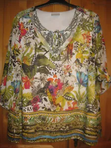CANDA Damen Tunika/Shirt Gr.48 getragen gepflegt Blumen süß bügelfrei 3/4 Arm - Bild 1 von 5