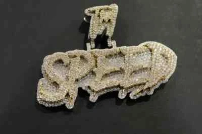 2.50Ct Round Real Moissanite Custom Name Pendant 14K Two Tone Gold Plated Silver - image 1 of 4