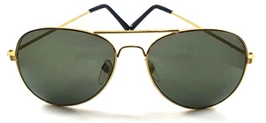 Gafas de sol y estuche protección UV 400 marco de metal en tono dorado (D011) - Imagen 1 de 4