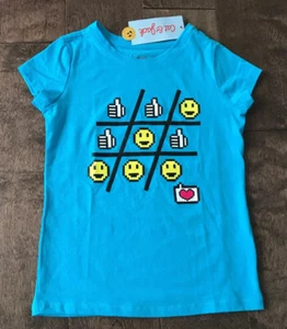 Cat & Jack T-Shirt Kurzarm Blau Emoji Kind Größe XS 4/5 Neu Mit Etikett - Bild 1 von 1