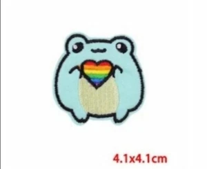 Entzückender bestickter Froschhalter Regenbogen Gay Pride Herz zum Aufbügeln - Bild 1 von 1