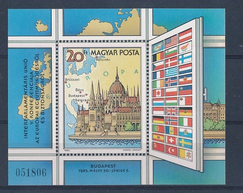 D439009 Hungary S/S MNH Flags Buildings Architecture Map Europe - Image 1 of 1