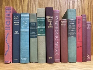 Lot of 12 hardcover classics vintage decor staging props brown blue green - Imagen 1 de 4