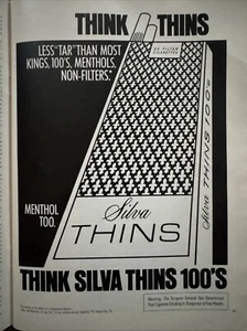 Vintage print ad Tobacco Cigarettes advertisement SILVA THINS Think Thins 100s  - Picture 1 of 1