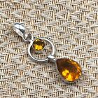 Natural Citrine Gemstone Indian Jewelry 925 Sterling Silver Pendant For Girls