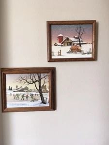 Winterszenen - Zwei Original Öle in Holzrahmen - Bild 1 von 3