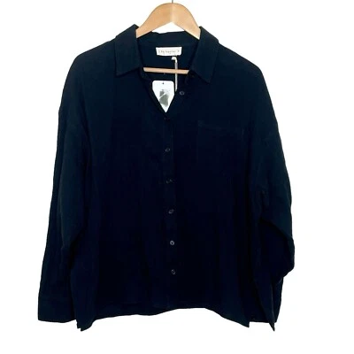 Camisa By Together Abotonada Negra Mujer Talla M Gasa Algodón Lagenlook Playa Foto 1 de 4