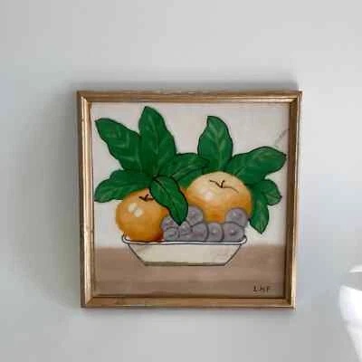 Original, Signed Fruit Still Life Painting on Tile – Folk Outsider Art - 20th Ce - Image 1 of 4